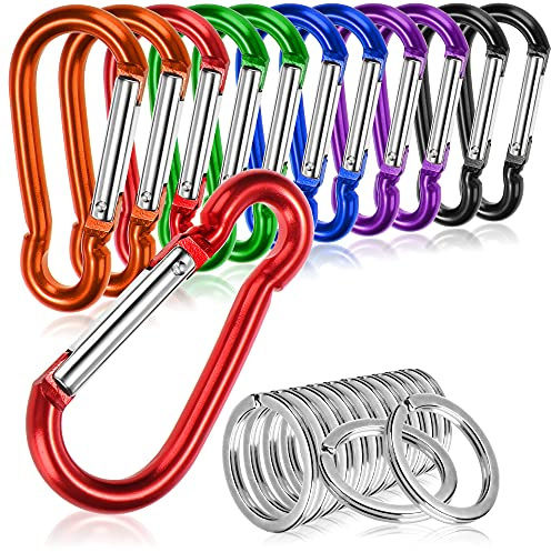 com-four® Karabiner, Klemmhaken mit Schnapverschluss, Karabinerhaken | Sicherheitskarabiner - Schlüsselanhänger