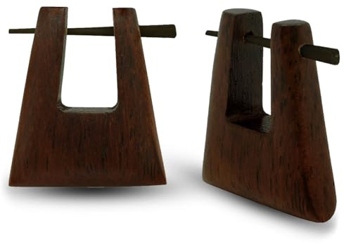 Soul-Cats 1 Paar Holz Creolen Holzohrringe Horn Stift eckig geometrisch Tribal Stern groß braun schwarz