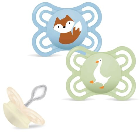 MAM Perfect Silicone Dummies 0-6 Months Pack of 2, Dento-flex incl. travel box