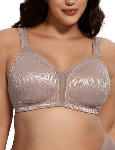 Deyllo Damen Vollschalen Minimizer BH Nicht Bügel Große Größen BH Klassischer (Toffee,105B)