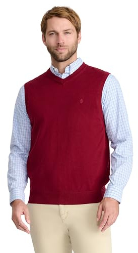 IZOD Men's Fine Gauge V-Neck Sweater Vest, Biking Red, L