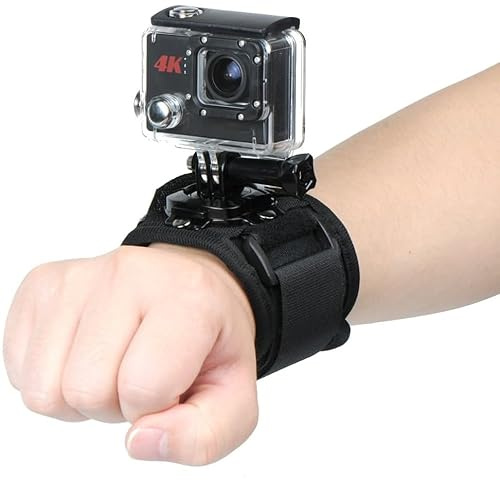 CABLEPELADO Cinturino regolabile da polso per fotocamera, supporto da polso per action cam, bracciale per fotocamera, compatibile con Gopro, Xiaomi SJCAM ROLLEI ecc., girevole a 365 gradi, regolabile