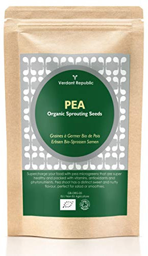 Verdant Republic Organic Pea Shoots Sprouting Microgreen Seeds 1kg | Non GMO High in Nutrients Healthy Superfood |Easy to Sprout | High Germination to Microgreens in 9 Days