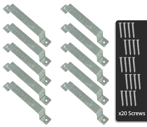 Pack of 10 Woodside Fence Panel Security Brackets – Fits 4” x 4” Posts – Strong, Galvanised Steel – for Concrete or Wood – Predrilled, Fixings Included