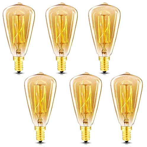 New orange heart Vintage Edison Light Bulbs, E12 Candelabra Light Bulbs, 60W Dimmable Incandescent Bulb, 110-130v, Amber Warm,ST48 Squirrel Cage Filament Edison Bulb,Light Fixtures Decorative 6-Pack
