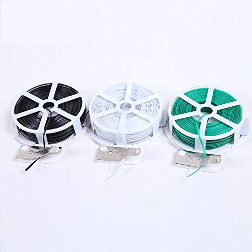 Rollo de alambre organizador para plantas de jardín, color verde, blanco, negro, 50/100 m, con cortador para jardinería, hogar, oficina