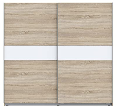 FORTE Winner Plus Armario de puertas correderas, derivado de madera, blanco combinado con roble Sonoma, 220,1 x 209,7 x 61,2 cm