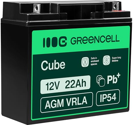 Green Cell AGM 12V 22Ah VRLA Bleiakku für Kassen/Waagen und Kinderspielzeug | für Rasenmäher, Alarm und Brandschutzsysteme, Überwachungskameras sowie Telekommunikationssysteme