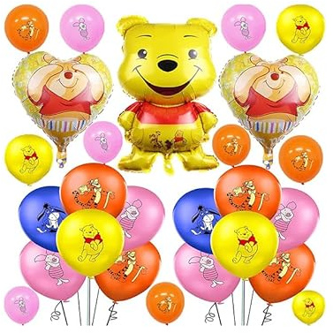 Geburtstagdeko Winnie The Pooh 15 Stück Luftballons Winnie The Pooh Geburtstagsfeier Folienballons Kindergeburtstag für Kinder Thema Geburtstag Deko Set