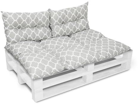 Amilian Ensemble de Coussins de Palette 1x 120x80 + 2X 40x60 Coussin de siège pour palettes Euro Meubles Balcon, Fauteuil d'extérieur ou Petit canapé pour Chambre de Jeune