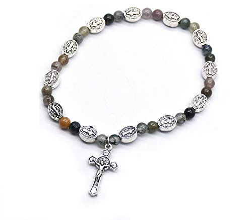 Heiliger Benedikt-Medaille, Kordel-Armbänder für Damen und Herren, Sautoirs, Schutz, Rosenkranz, katholisches Geschenk, religiöser Schmuck, feines Armband