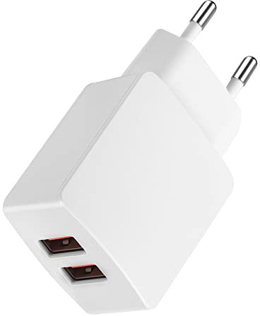 USB Ladegerät, 5V/2,1A 2-Port Netzteil, 10,5W Stecker Power Adapter Netzstecker Steckdose Plug Ladestecker Kompatibel Mit iPhone, iPods, AirPods, Samsung, Xiaomi Redmi, Oppo, Huawei Handy