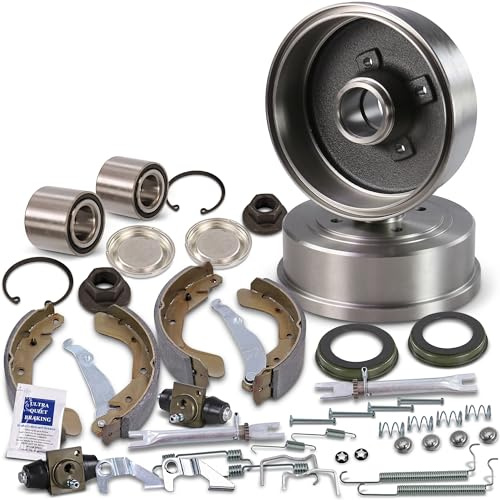 BESTPRICE Bremsensatz Hinterachse inkl. 2x Bremstrommel 4x Bremsbacken 1x Montagesatz 2x Radbremszylinder (Aluminium) 2x Radlager 2x ABS-Ring Kompatibel mit OPEL CORSA C (X01)