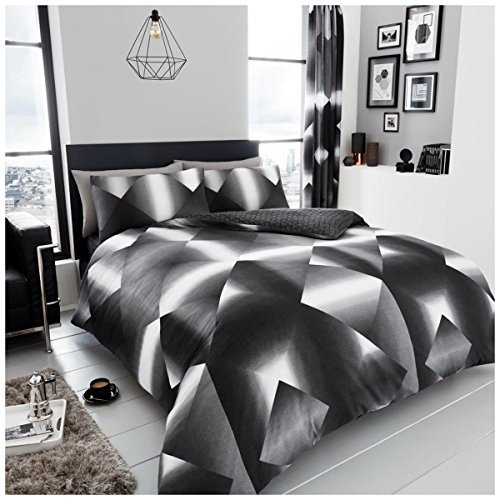 GC GAVENO CAVAILIA Duvet Cover Sets, Reversible Bedding Bed Set, Polycotton Quilt Covers, 3D Triangle-, King, 674276, King Duvet Set