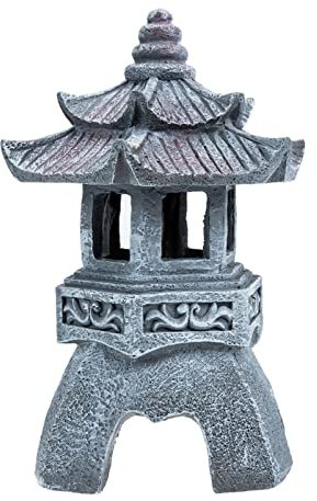 DOITOOL Solarpagode Laternenstatue: LED- Gartenlicht- Pagode Landschaftsweg Licht Japanische Buddha- Skulptur Laternen- Zen- für Rasenflächen im Freien Terrasse Garten