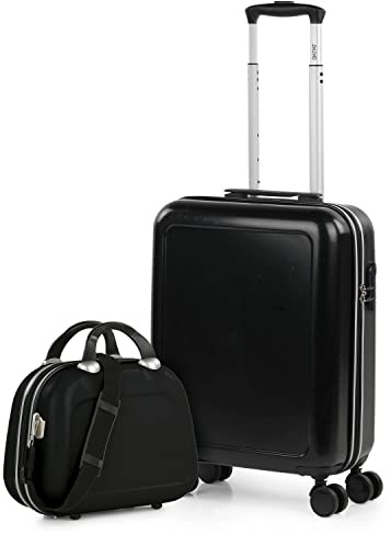 ITACA - Maleta Mediana rígida con 4 Ruedas giratorias, Cierre Seguro candado de combinación y diseño Resistente, Apta para 23 Kilos Viajes Largos y escapadas., Negro
