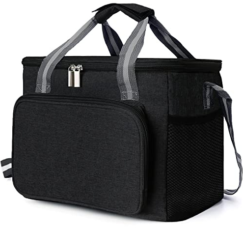 Bolsa Térmica Porta Alimentos 15L, Bolsa Comida Trabajo, Nevera Pequeña Portatil para Camping, Playa, Oficina, Escuela, Negro
