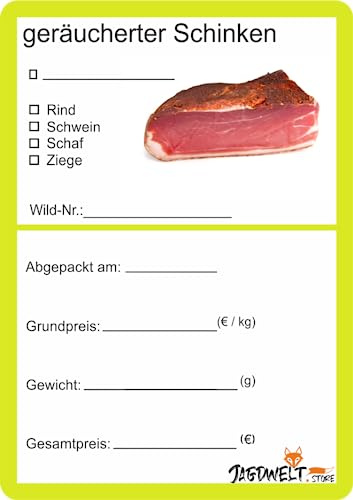 Metzger Etiketten zur Kennzeichnung von Fleisch 6 x 9 cm geräucherter Schinken (100)