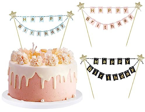 iOSPKKIO Juego de 3 banderines con texto 'Happy Birthday', decoración para cumpleaños, multicolor (TSOB0824ChaQiNEW)