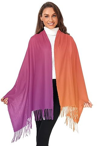 ODAWA Blauer Farbverlauf 1 Schulterwickel für Kleider große warme weiche Schals Abendkleid Schal, 218,4 x 76,2 cm, Lila Orange Farbverlauf, Einheitsgröße