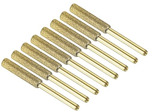 M METERXITY 8 Pack Diamond Chainsaw Sharpener - Hardness Diamond Sharpening Wheels Grinding Stone Titanium Plating Apply to Electric Saw (3/16, Golden)