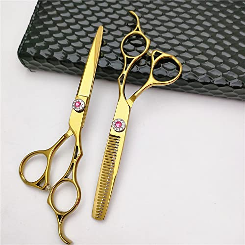 Friseurschere, Haarschneideschere, 6,0 Zoll, 440 C, roter Diamant, Haarschere, Friseurschere zum Schneiden und Ausdünnen, Friseur-Styling-Scheren-Set (rotes Set)