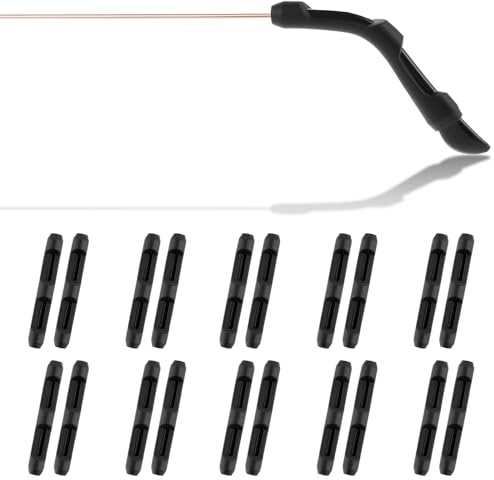 TIESOME 10 paia di pinze per occhiali, cuscinetti per le orecchie, antiscivolo, accessori per occhiali da scivolamento (nero)