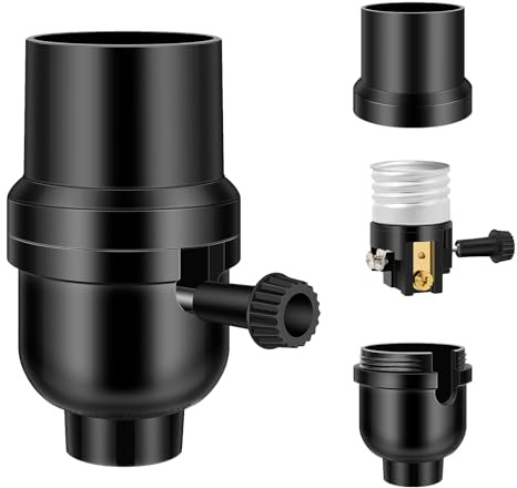 UL Listed Light Socket, Aolloa Vintage E26 Lamp Socket Replacement for Table Lamps, Floor Lamp, Pendant Light Fixture, DIY Project, Black 1 Pack