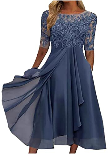 Vestido de gasa para mujer, tallas grandes, vestido envolvente para mujer, vestido de encaje de gasa, vestido de cóctel, vestido de noche, para boda, elegante, vestido de dama de honor, manga corta