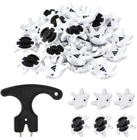NQEUEPN 31pz Punte Scarpe Golf, Tacchetto per Scarpe da Golf con Chiave per Tacchette Installazione Semplice Sostituzioni Perni Chiodati da Golf per Scarpe da Golf Amante del Golf(Bianco Nero)