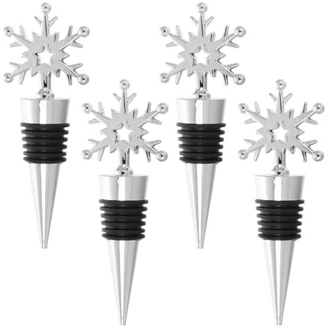 TOPBATHY 20 Stk Schnee Weinkorken Weinflaschenkorken Weihnachtsweinflaschenverschluss Getränkestecker Weihnachtsdekoration Kronendekor Rostfreier Stahl Weihnachten Bierflaschenverschluss