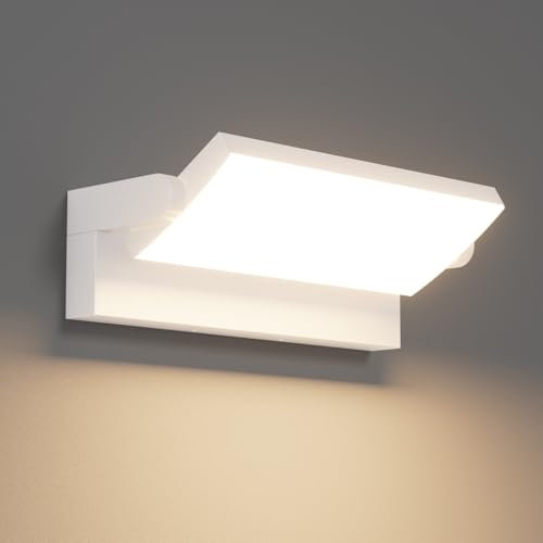 Klighten 45W Applique da Esterno LED IP65, Luci da Parete Regolabile Lampade da Parete Esterno Interno Moderno in Alluminio per Ingresso Terrazza Giardini, 3480 Lumen, Bianco Caldo 3000K, Bianco