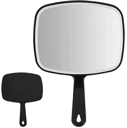 Genérico Espejo de Mano Grande, Espejo portátil - Espejo Ovalado Grande de Mano Multiusos - Accesorios de peluquería para Peluquero, Espejo de Mano Personal con Mango para Maquillaje