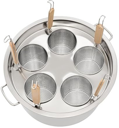 Kindevieft Pentola per Pasta in Acciaio Inox per Cuocipasta, Pentola per Pasta A 4/5 Fori E Cestello Scolapasta con Inserto per Cucina di Casa, Ristorante, Utensile da Cucina Commerciale,4Holes