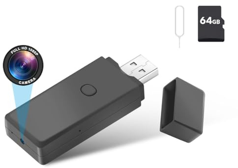 rumhams 64GB USB Flash Drive Camera,1080P Video Resolution Security, Rechargeable Portable mini Body cam,Surveillance Camera