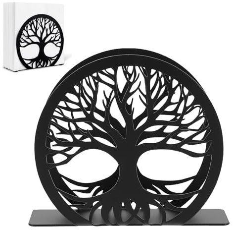 ARCPNRT Portatovaglioli Verticale, Dispenser per Tovaglioli, Motivo a Foglie Rotonde, Portatovaglioli in Acciaio Inossidabile, Per La Decorazione Di Cucina, Ristorante E Bar, Nero