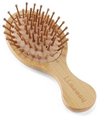 LLmoway Natural Bamboo Hair Brush for Hair Growth Bristles Detangling Wooden Paddle Massage Scalp All Hair Types Women Men Kids Ergonomic Handle Oval Small