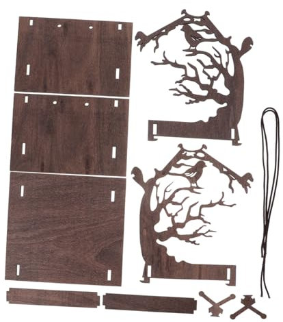 KONTONTY Vogelfutterbehälter Aus Holz Zum Aufhängen DIY Vogelfutterspender Für Draußen Gartendekoration Mit Fütterungsplatz