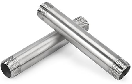 Raccord de Tuyau en Acier Inoxydable, 2 Pièces 150mm 3/4 pouce Fileté Mâle Tube d'extension en Acier Inoxydable pour Tuyau d'air, Tuyau d'eau, Raccords de Tuyauterie