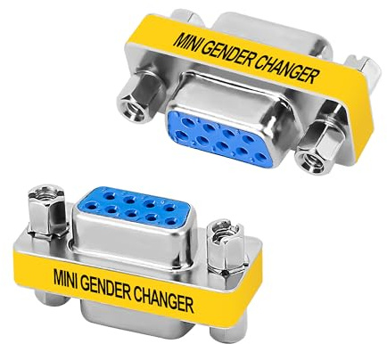 Lamroyce 9-Pin DB9 Coupler 2 Pack, 9-Pin DB9 Female to Female Adapter Connector, Mini Gender Changer Extender Support 1080P Full HD-RS232 Serial Cable Coupler for Data Transfer