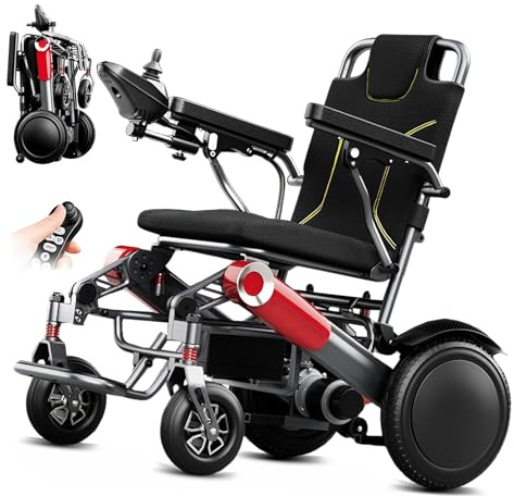 Elektrorollstuhl faltbar mit Fernbedienung, 500W Motor, 35 km Reichweite, Aluminiumrahmen, 8‑fach Federung, ergonomischer Sitz, LED-Rücklicht, elektromagnetische Bremse, kompakt für Senioren (24A)