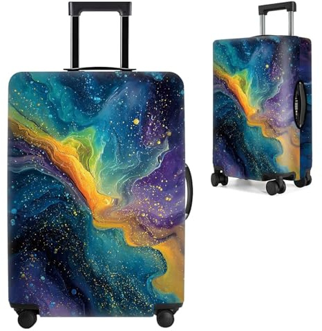 THISFIND Galaxy Nebula Luggage Cover for 20-22 Inch Suitcases – Colorful Abstract Travel Suitcase Protector – Stretchable Washable Anti-Scratch Cover for Luggage,S