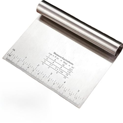 Grande Grattoir À Pâte En Acier Inoxydable Avec Échelle De Mesure, Spatule de Lissage et Coupe-Pâte pour Gâteaux, Pâtisseries et Boulangerie, Outil Professionnel Durable et Facile à Nettoyer