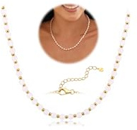 ADRAMATA Naturstenar halsband 3 mm naturliga stenar rostfritt stål pärlhalsband 5 mm guldpläterad kristall halsband rund hals sommar halsband dam presentförpackning