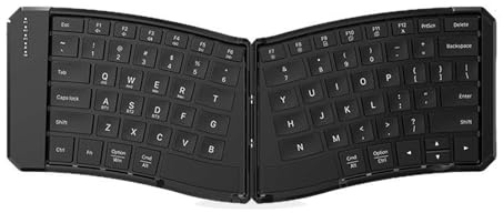 YUEHISY Ergonomic Foldable Keyboard, Portable V Shaped Split Folding Keyboard with PU Leather Cover, Rechargeable, for Tablet Laptop PC