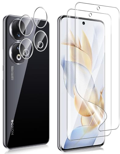 Keero Pellicola Protettiva per Honor 90, 2+2 Pezzi Flessibile TPU HD Pellicola e Pellicola Vetro Temperato Fotocamera, HD Clear, Anti-Graffio, Sensibile al Tatto e Senza Bolle
