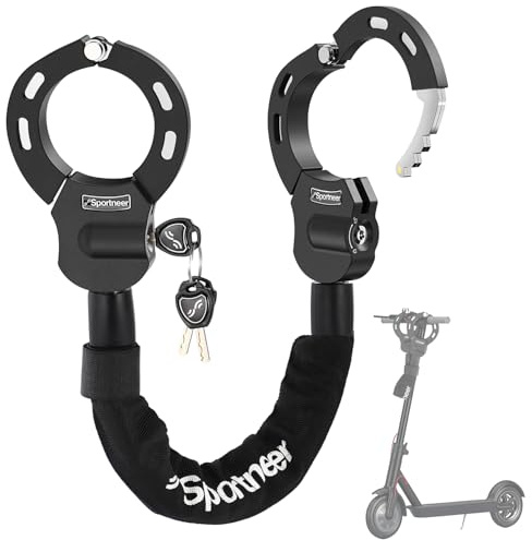 Sportneer E Scooter Schloss, 7MM x 75CM Schloss für E Scooter mit Schlüssel Fahrradschloss Ebike Hohe Sicherheit Handschellenschloss für E Scooter/Fahrräder/E-Bike/Motorrad