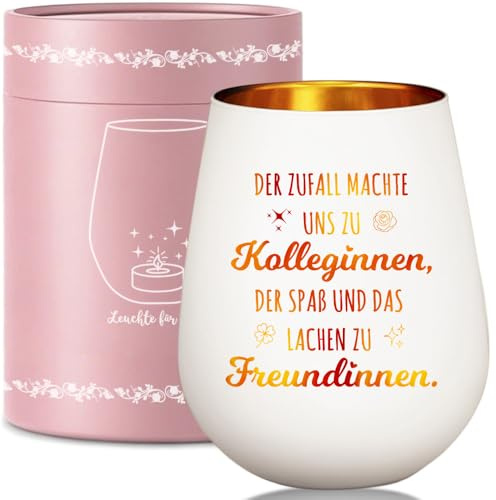 Windlicht Glas mit Geschenkbox, Geburtstagsgeschenk für Kolleginnen Frauen, Geschenkideen Abschiedsgeschenk Dankeschön Geschenk für Beste Kollegin, Windlichter Teelichthalter mit Gravur Spruch