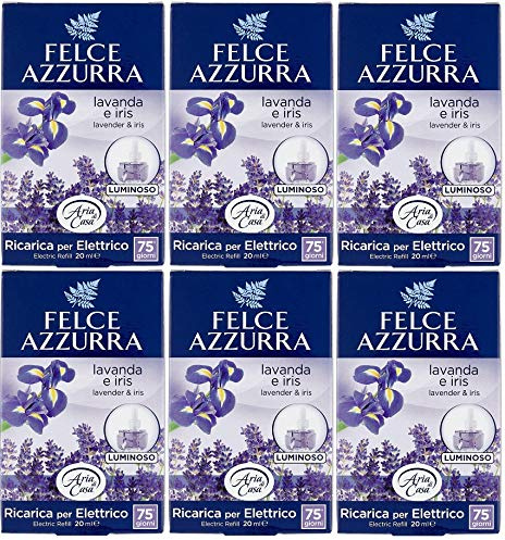 Felce Azzurra Aria Casa Lavanda & Iris refil, 6 deodoranti per ambienti, 20 ml