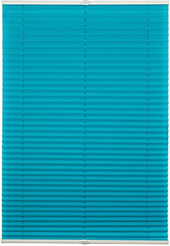 ondeco Plissee ohne Bohren mit Klemmträger viele Farben, Sonnenschutz für Fenster innen, Lichtschutz und Blickdicht, Plissee klemmfix Faltrollo Sichtschutz für Tür Türkis 80x210 cm